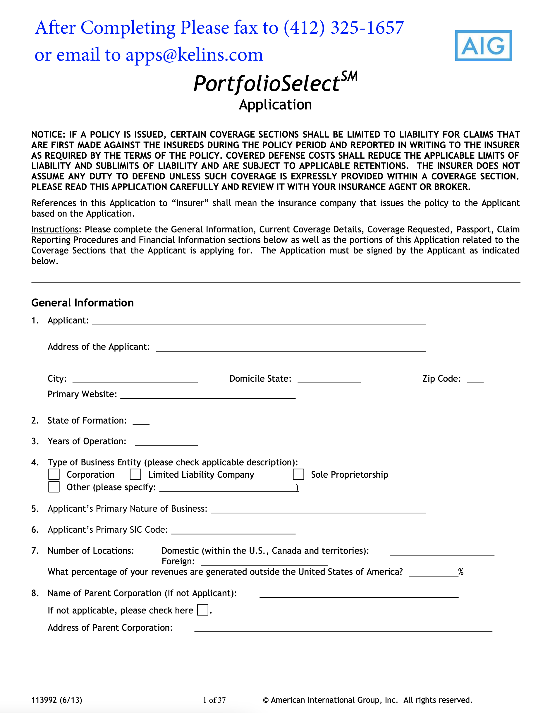 Directors And Officers Insurance Application Form Kelly Insurance Group