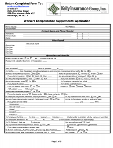 Workers Compensation Insurance Application KELLY INSURANCE GROUP