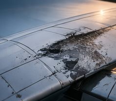 damaged aircraft wing illustrating contractor liability exposure and aircraft care custody and control risk