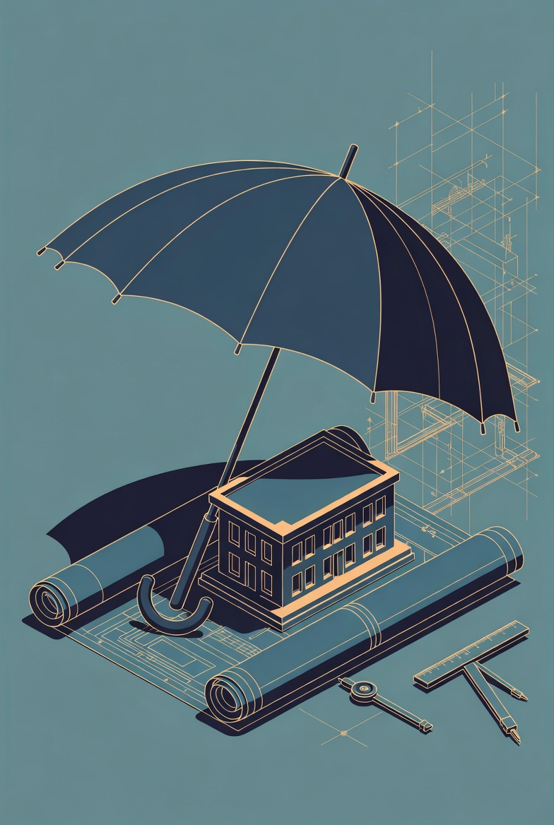Architects and engineers professional liability umbrella protecting blueprints