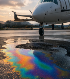 aviation fuel spill on airport ramp showing environmental liability exposure and fueling contractor risk