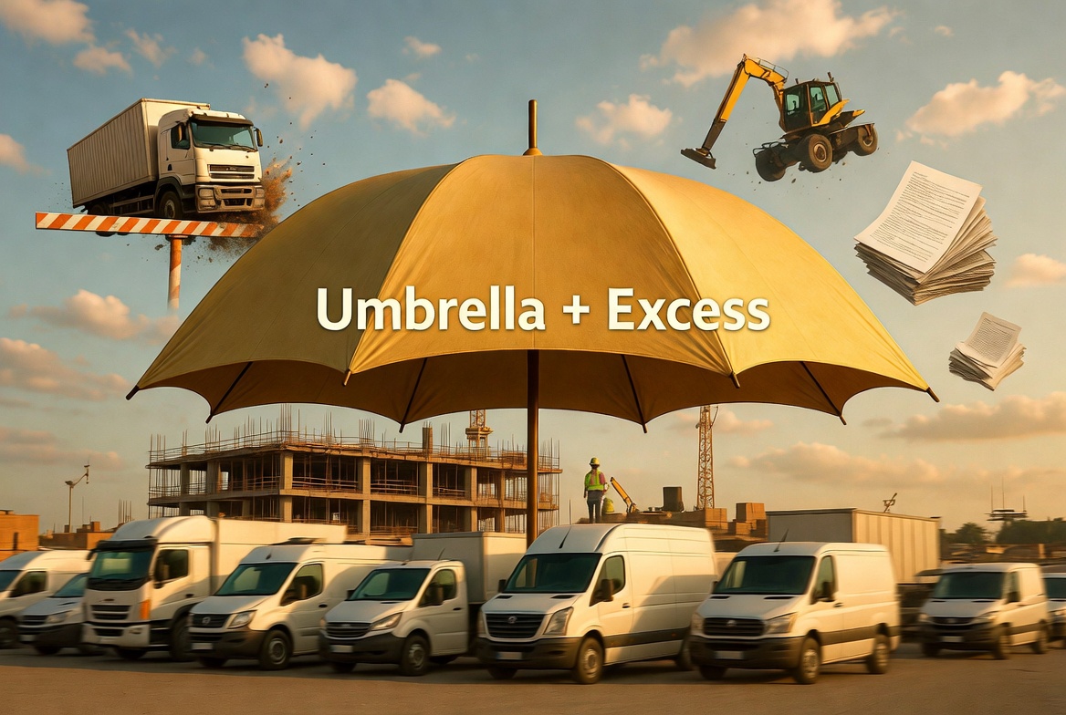 Commercial umbrella and excess liability insurance combined protection — KIG places umbrella over GL, auto, and employers liability for businesses across all classes