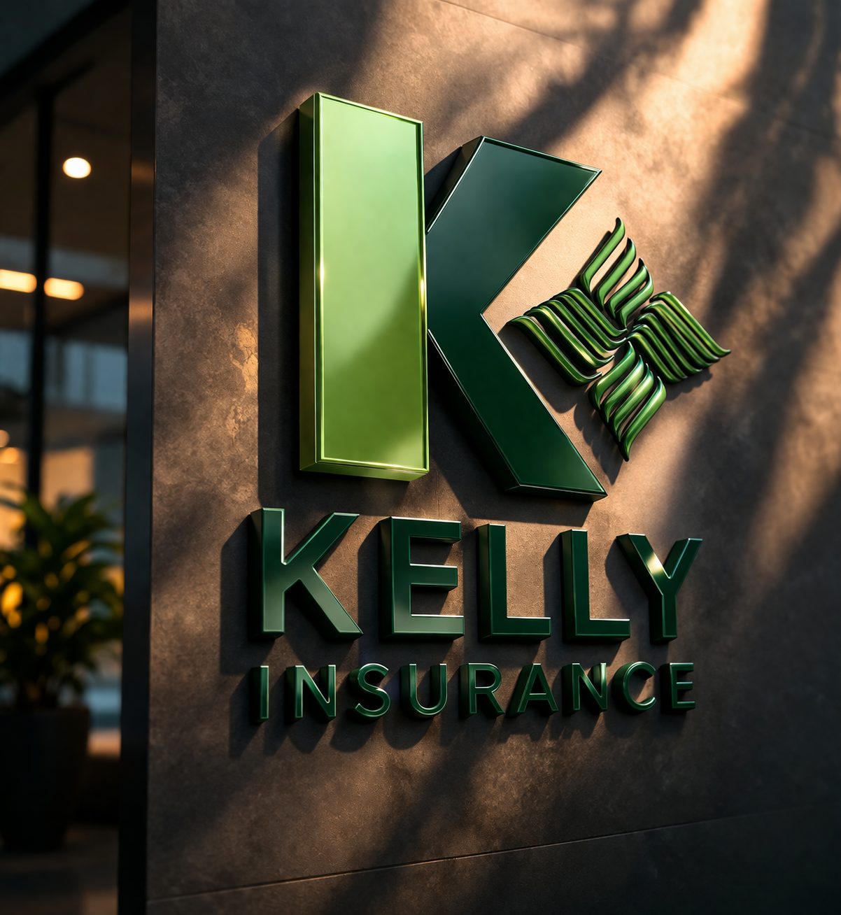 Kelly Insurance Group 3D office wall logo