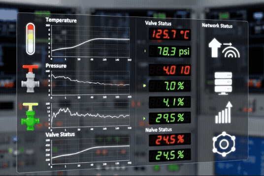 Animated SCADA system live monitoring dashboard used by industrial automation contractors