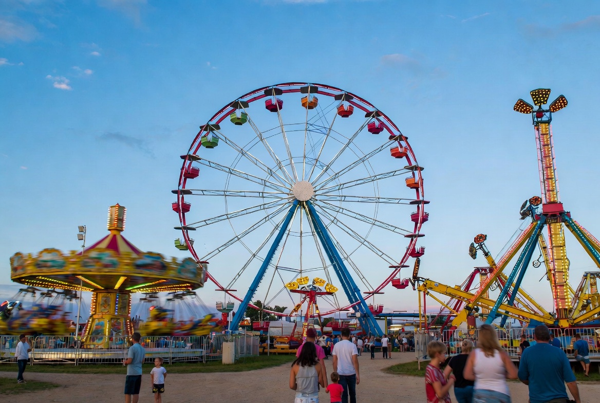 Carnival rides, ferris wheel, and carousel for amusement and entertainment device insurance