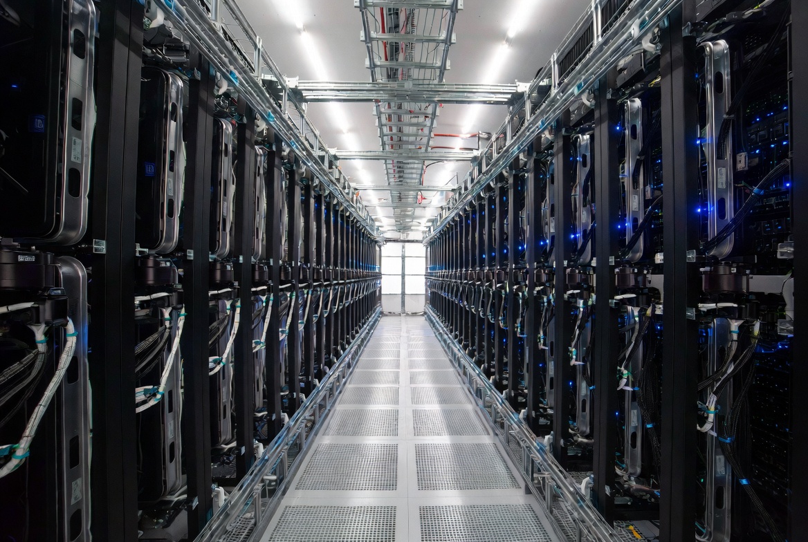 Colocation data center server room racks interior insurance