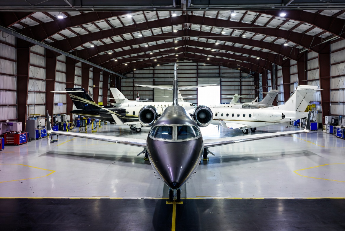 Corporate aviation hangar private jet fleet maintenance facility insurance