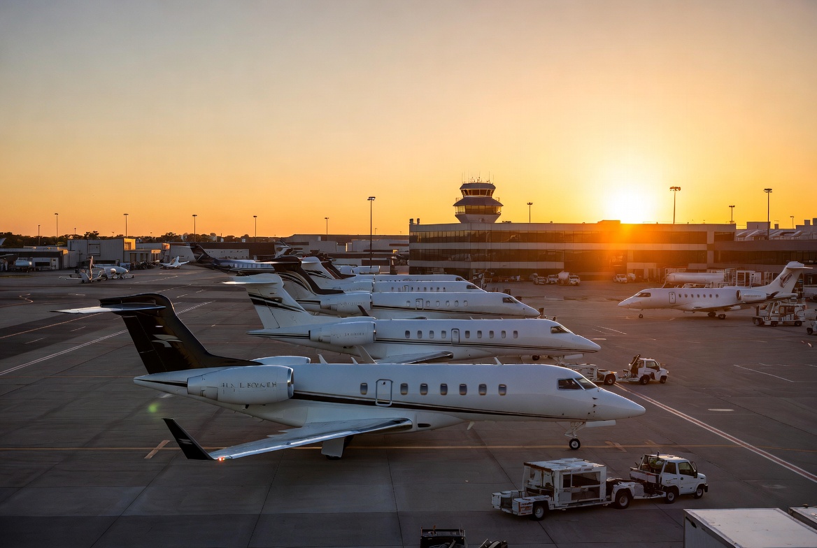 Private jet fleet corporate aviation ramp aircraft lineup insurance