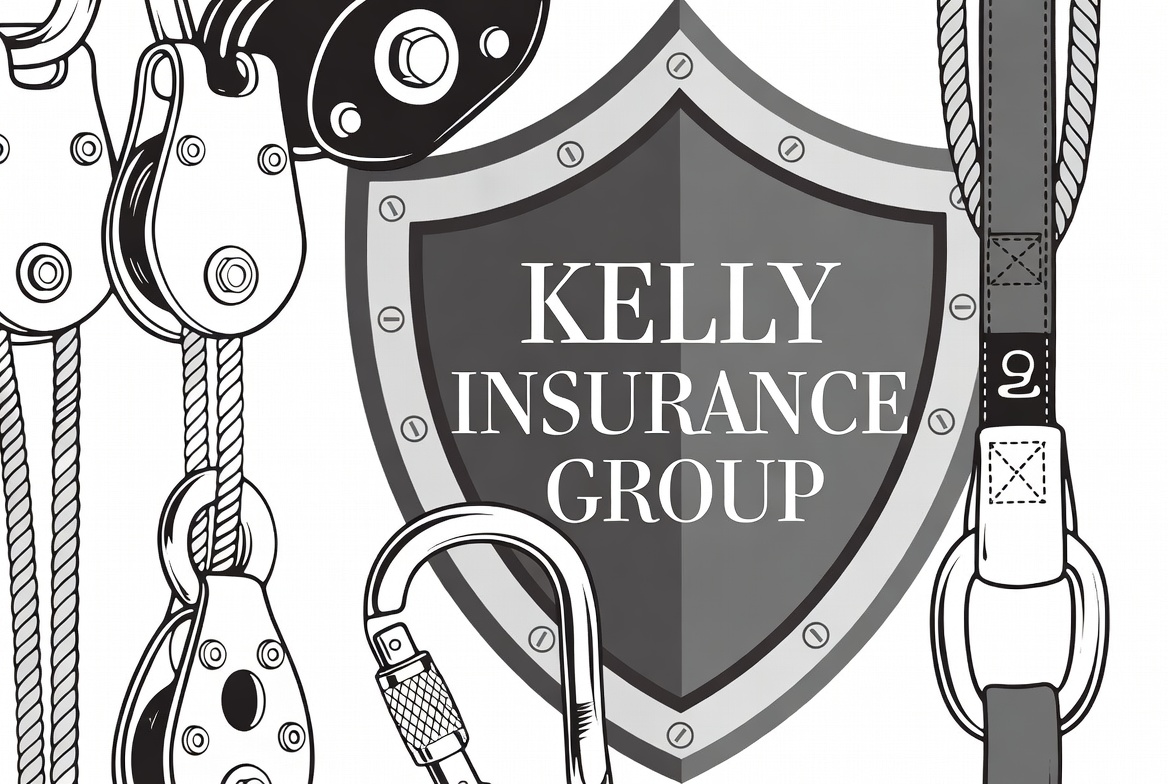 Rigging liability tree service insurance - close-up of rigging hardware with shield - Kelly Insurance Group
