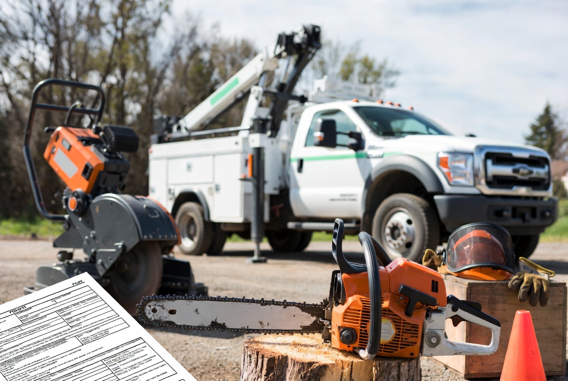 Tree service equipment and insurance protection - chainsaw, stump grinder, commercial truck and safety gear - Kelly Insurance Group