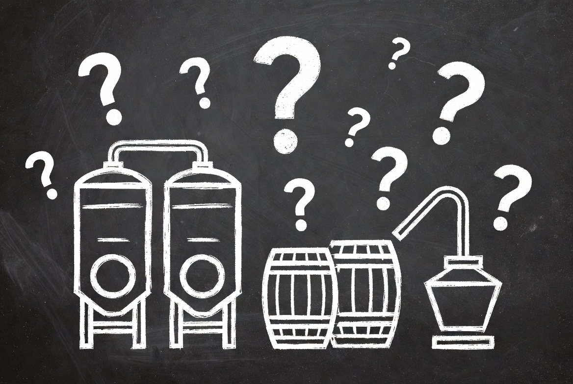 Question marks and tanks for alcohol producer insurance FAQs