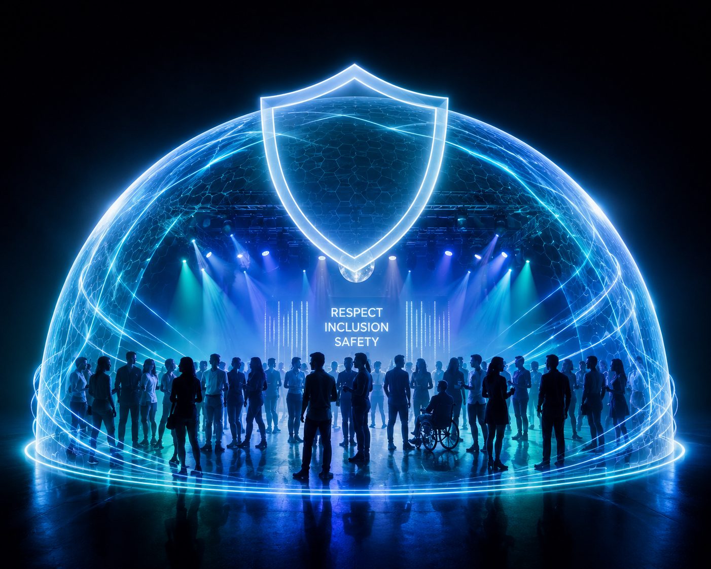 Shield and crowd protection concept for bar nightclub assault and battery insurance