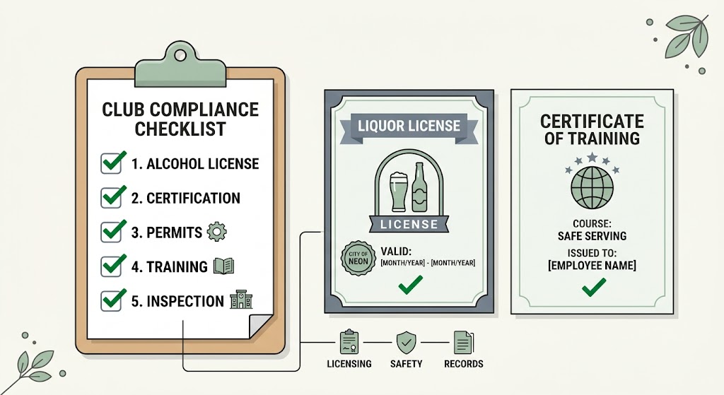 Checklist and license documents for bar nightclub insurance requirements