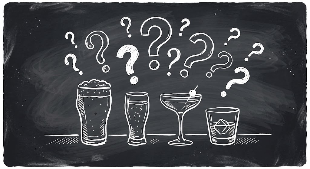 Question marks and glasses concept for bar nightclub insurance FAQs