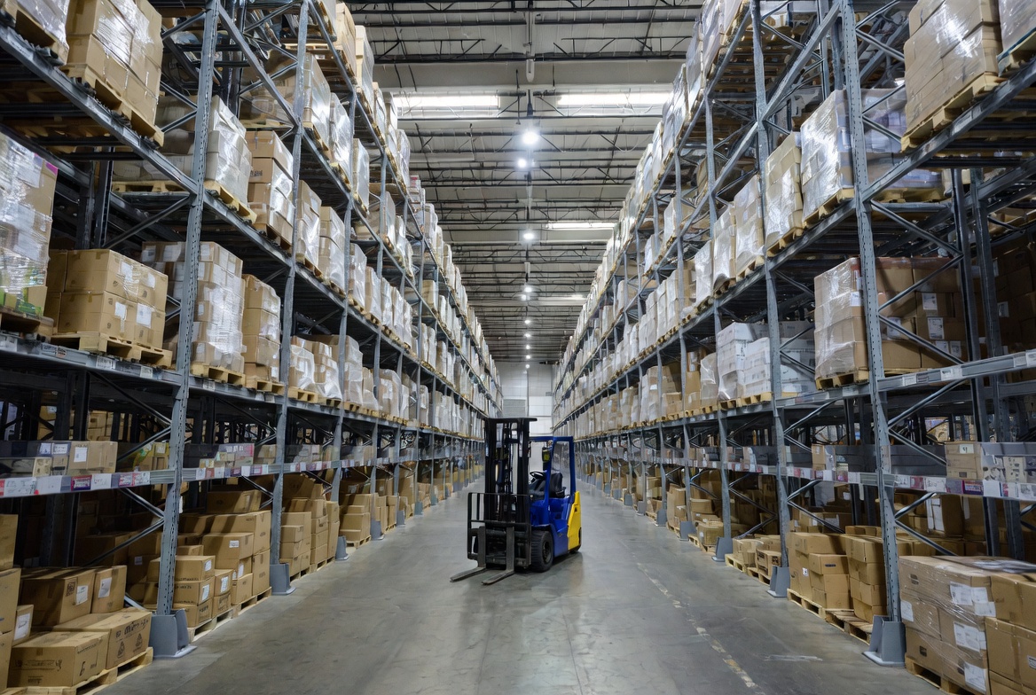 Warehouse pallets and forklift for beer distributor insurance