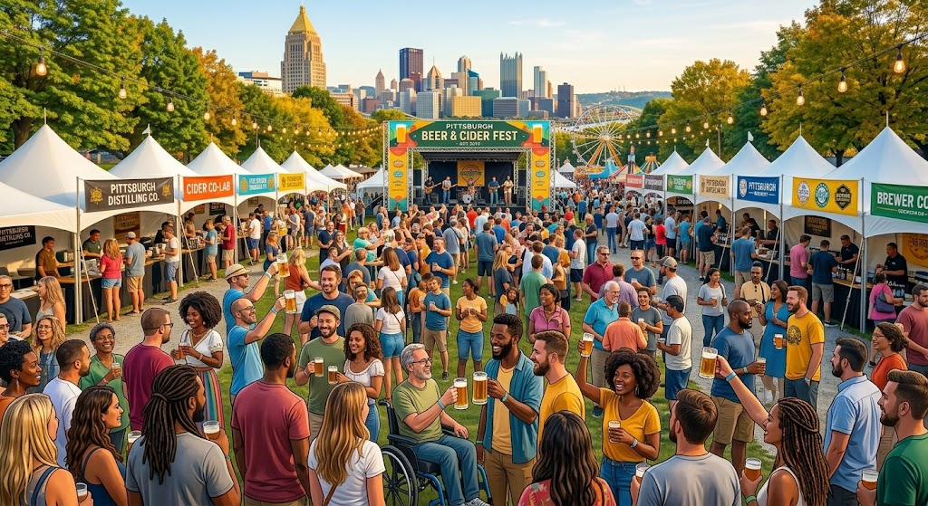 Outdoor tents crowd and steins for beer festival insurance