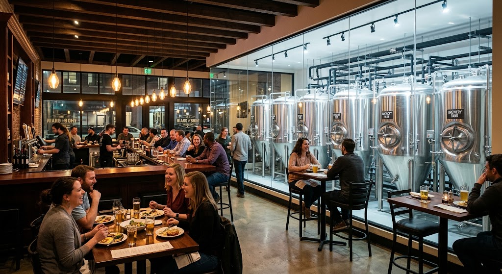 Combined brewing kitchen and bar for brewpub insurance