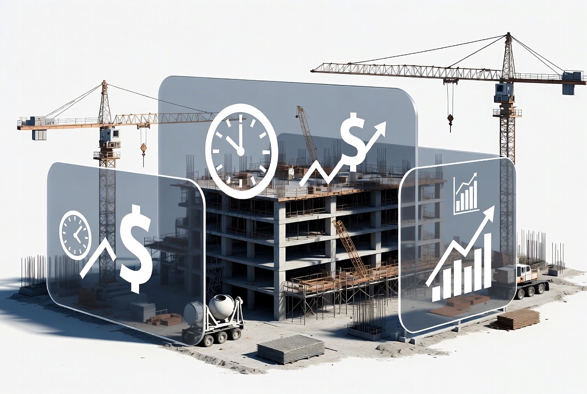Builders risk and soft costs insurance construction delay with protected financial elements showing project property damage and delay expense exposure