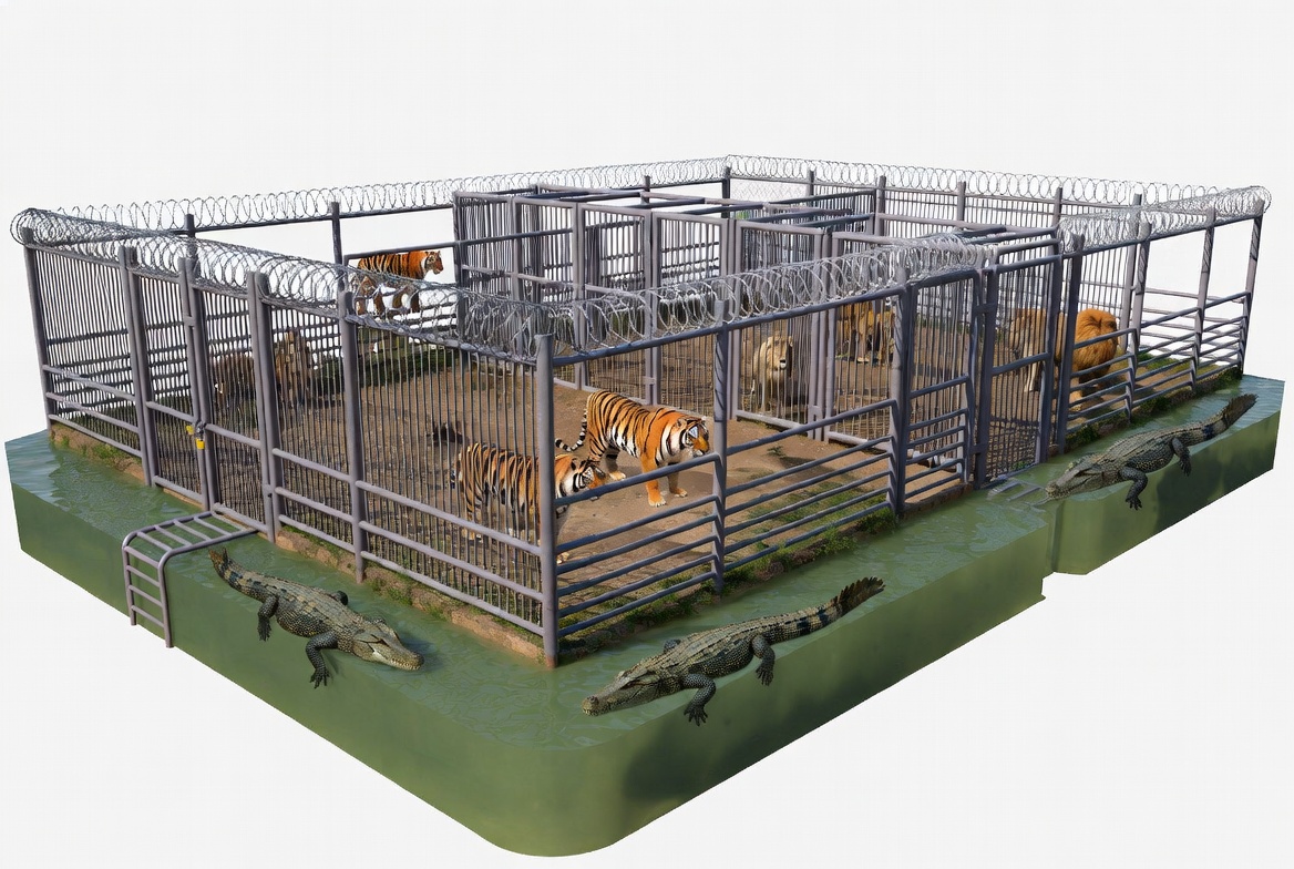 Dangerous animal liability insurance for wildlife attractions showing reinforced enclosures, animal containment, and visitor safety controls