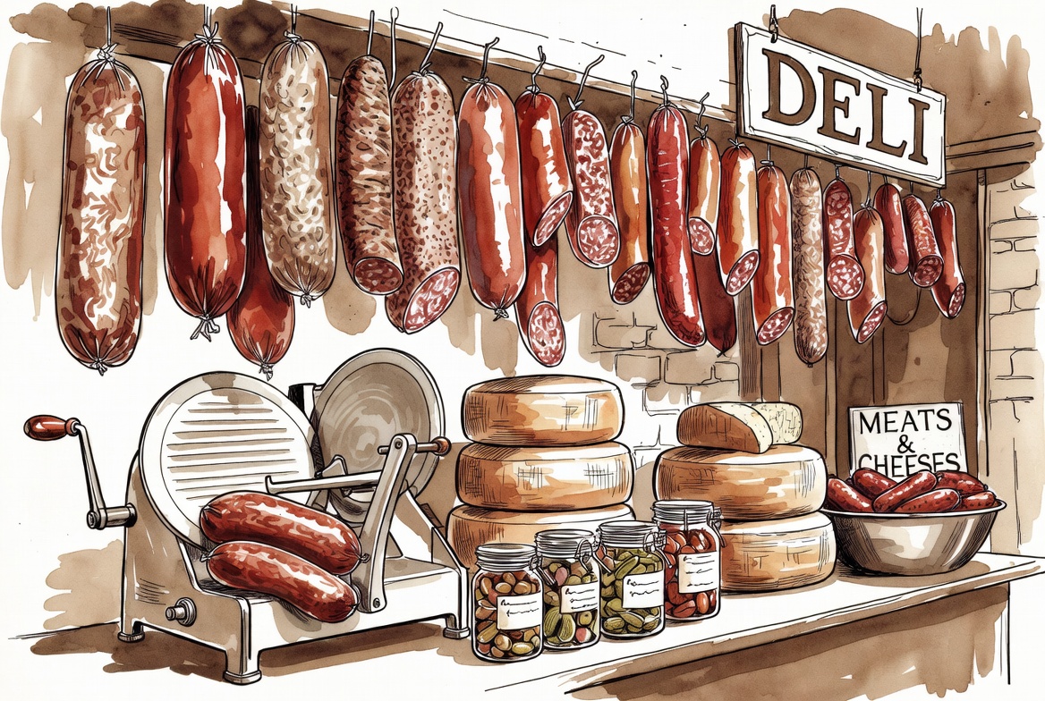 Deli counter meats and cheeses for delicatessen insurance