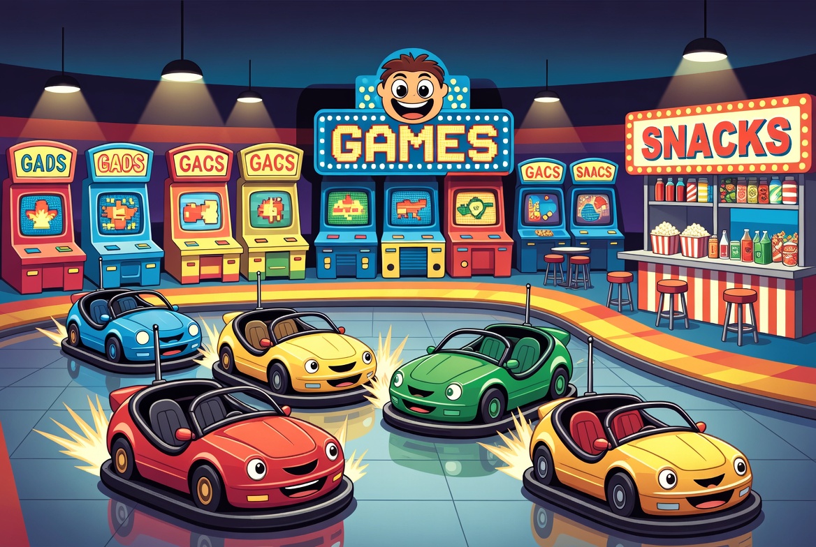 Arcade rides and fun for family entertainment center insurance