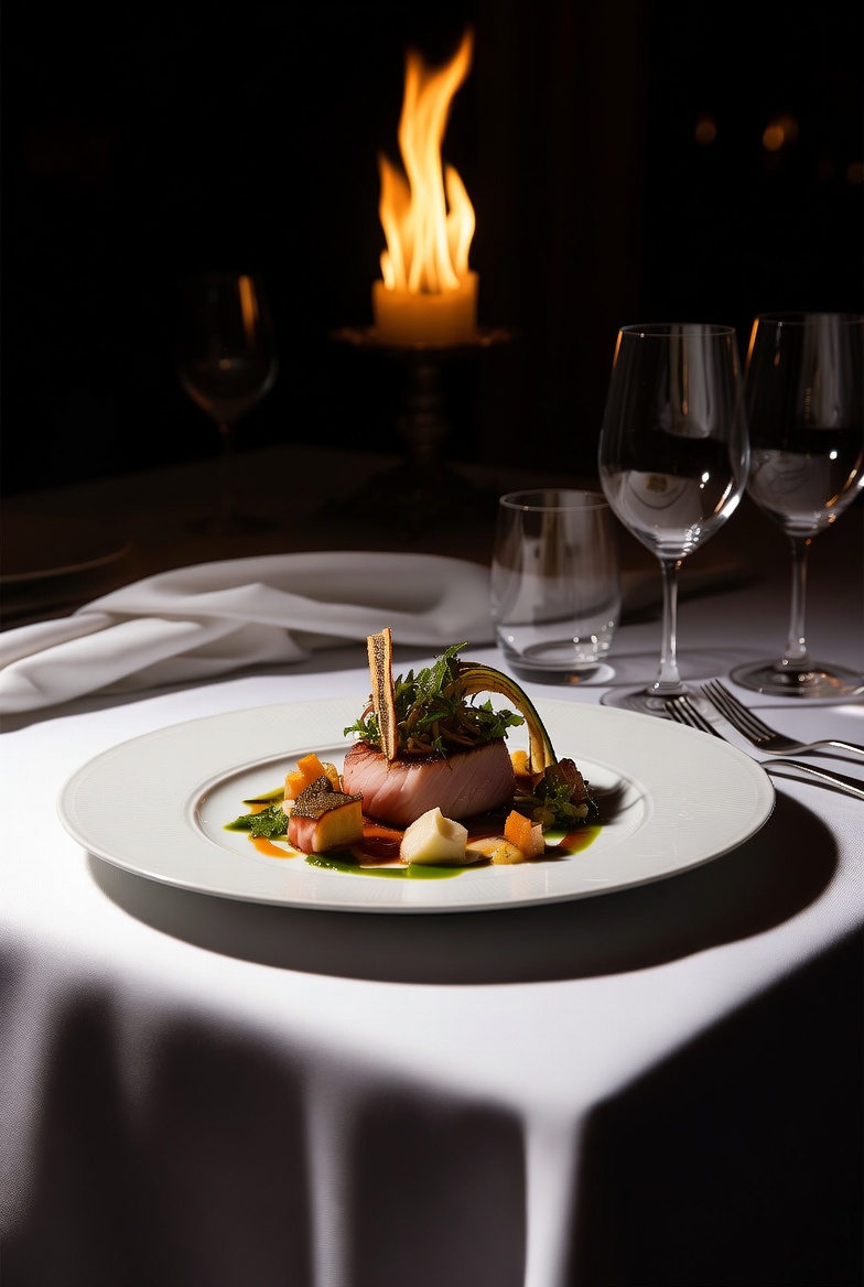 Elegant plated candlelit table for fine dining insurance