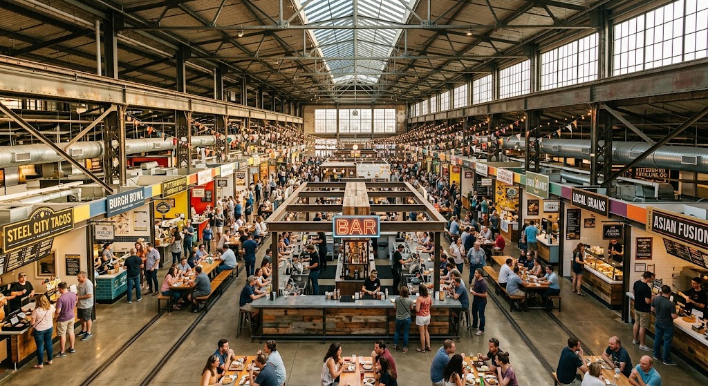 Multi vendor shared seating for food hall insurance