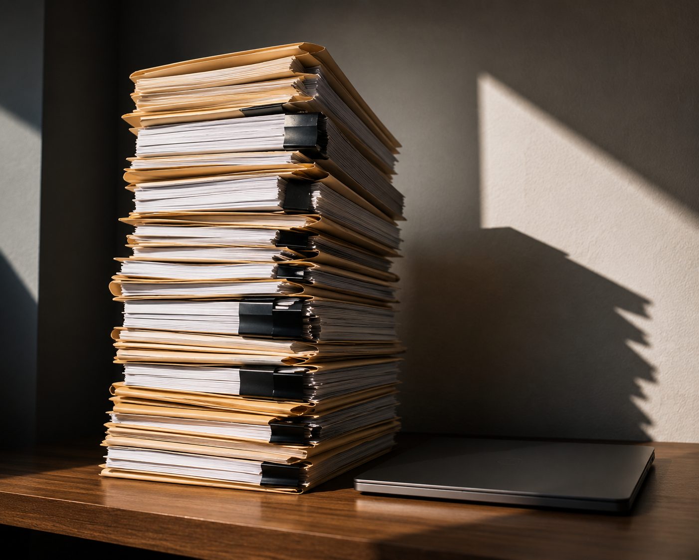 Legal file stack in shadow representing high-litigation HOA insurance