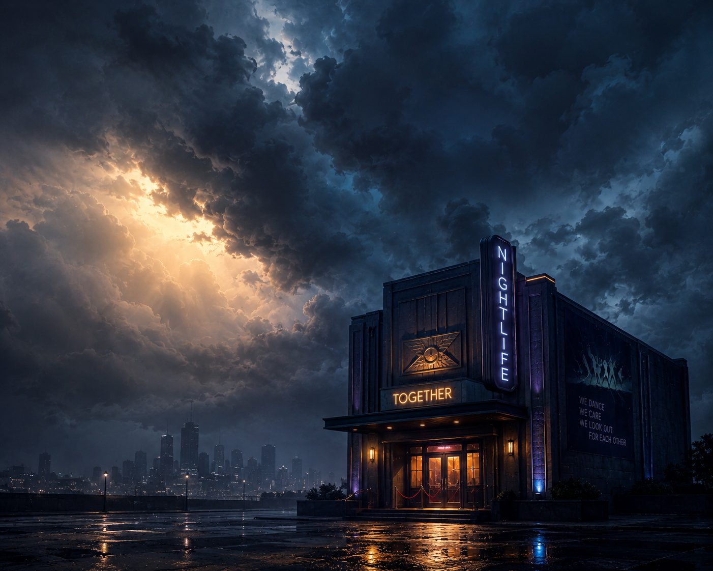 Stormy club resilience concept for high-risk bar and nightclub insurance