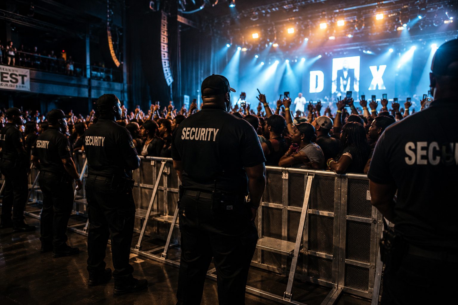 Entry gate and wristband operations at a community hip hop event, the access-control setup common to block parties and neighborhood concerts