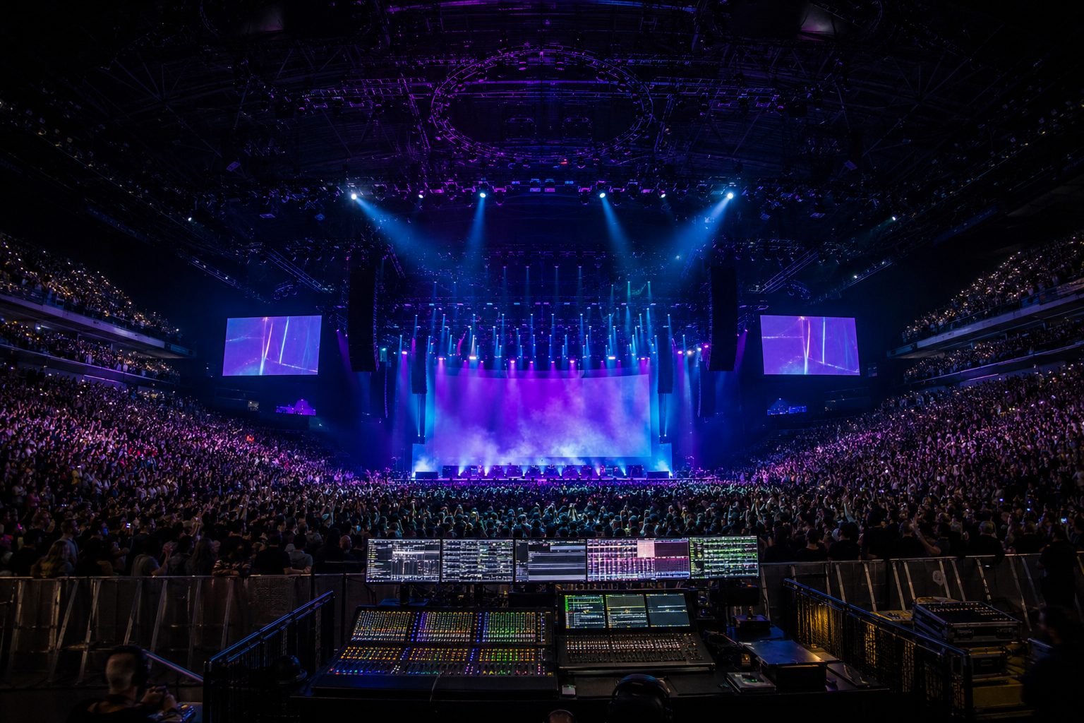 Front-of-house production area at a hip hop concert, representing the event factors that shape what insurance costs
