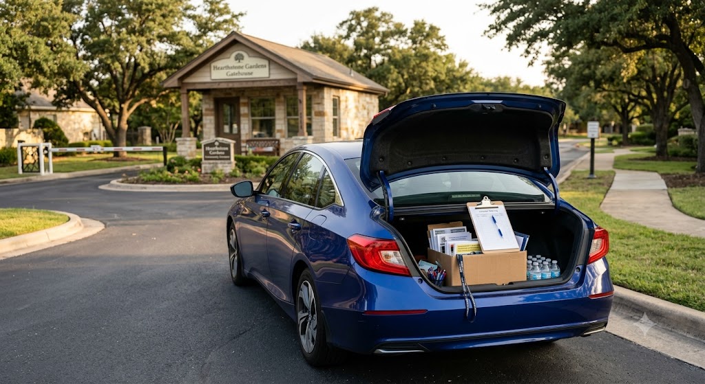 Volunteer using personal car for an HOA association errand representing HNOA auto insurance