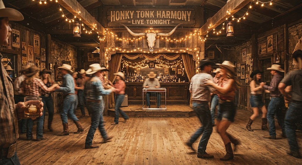 Honky tonk bar with western dance floor and stage for honky tonk bar insurance