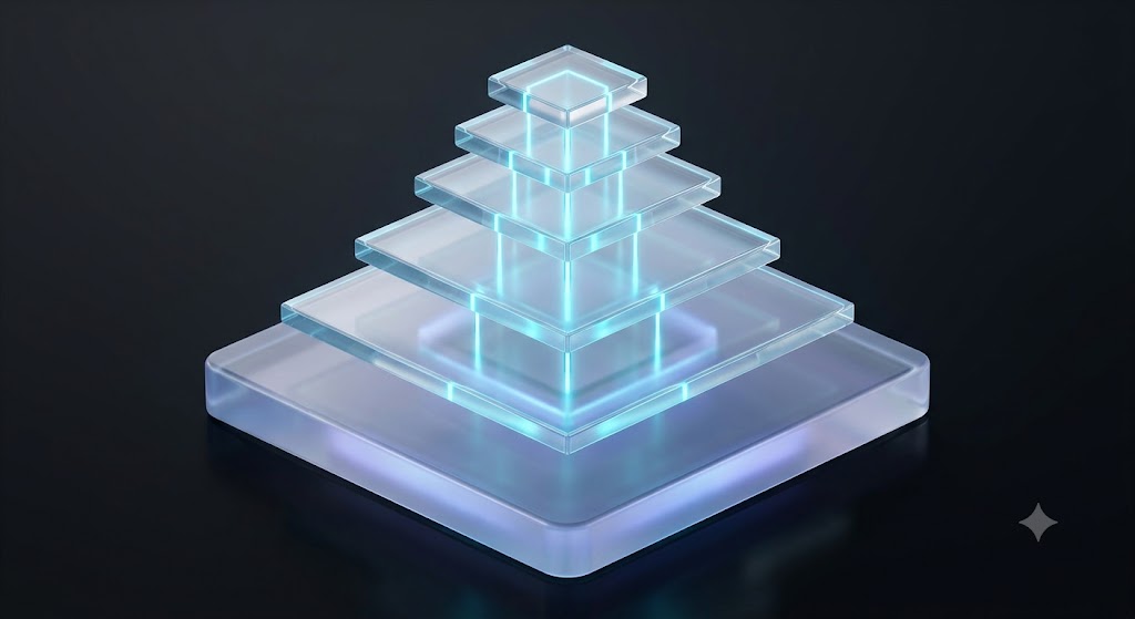 Layered 3D diagram showing a master association above multiple sub-associations