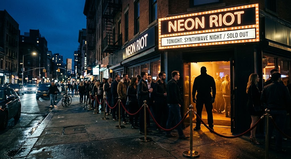Entrance rope line for nightclub security and crowd control liability insurance