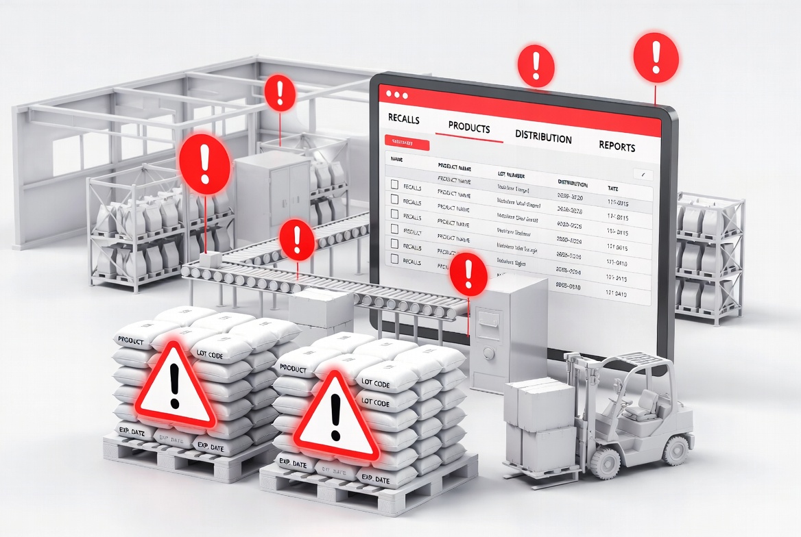 Pet food product recall insurance crisis management visual showing recall planning, batch tracing, retailer notification, product withdrawal, and brand response