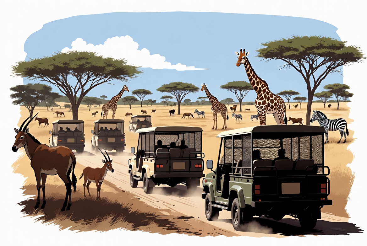 Safari park and drive-through animal park insurance savanna experience with guest vehicles, wildlife, route controls, and animal attraction exposure