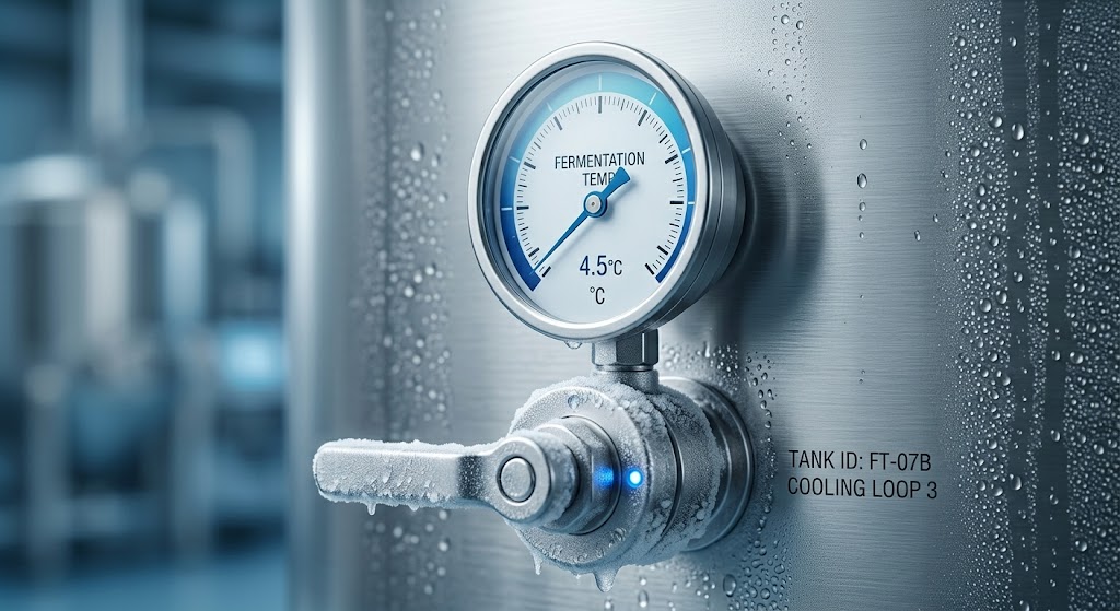 Temperature gauge and tanks for spoilage and stock insurance