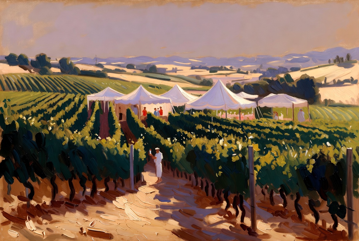Vineyard tasting tents and glasses for wine festival insurance